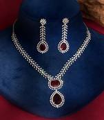 Red stones american diamond necklace set