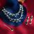 Green stones american diamond necklace set
