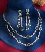 Green stones american diamond heritage necklace set