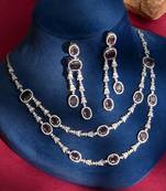 Lavender stones american diamond necklace set
