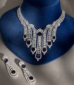 Deep blue stones american diamond choker set