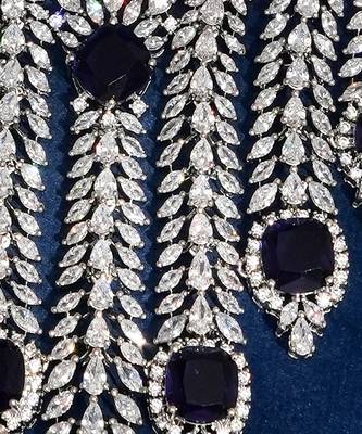 Deep blue stones american diamond choker set 2