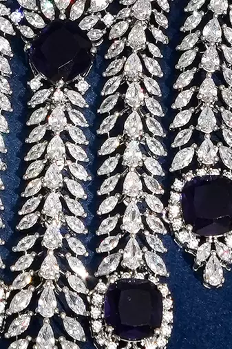 Deep blue stones american diamond choker set
