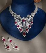 Ruby red stones american diamond choker set