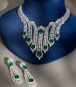 Emerald green stones american diamond choker set