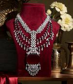 Red stones american diamond royal necklace set