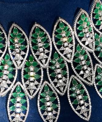 Green stones american diamond choker set 2