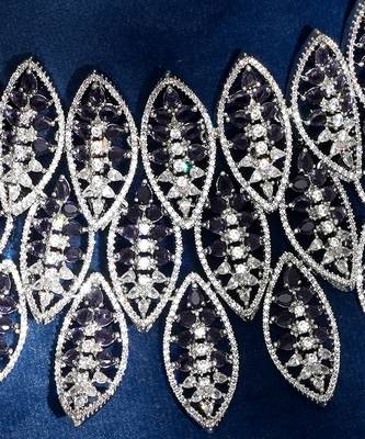 Purple stones american diamond necklace set 2