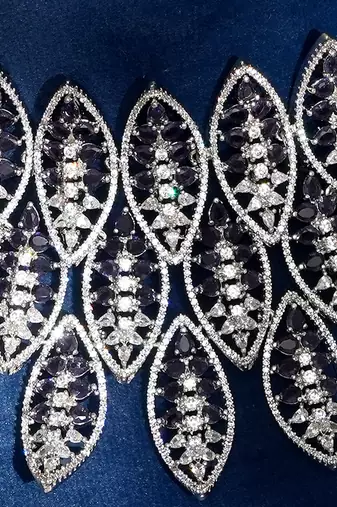 Purple stones american diamond necklace set