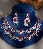Red stones american diamond necklace set
