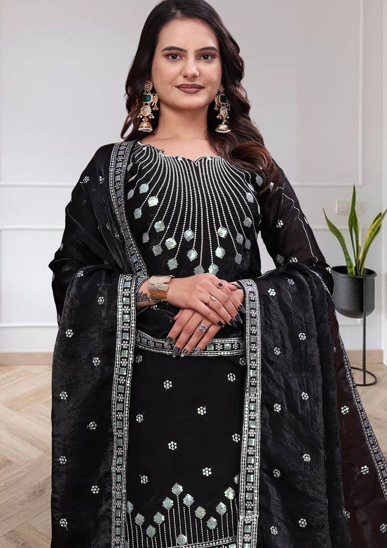black silk festive kurta set
