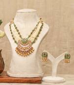 Gold plated kundan multistrand meenakari necklace set