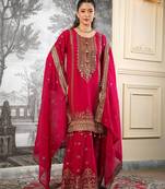 rani-pink silk festive kurta set