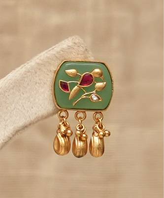 Gold plated kundan multistrand meenakari necklace set 5