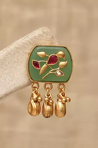 Gold plated kundan multistrand meenakari necklace set