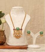 Gold plated mint green stones kundan necklace set