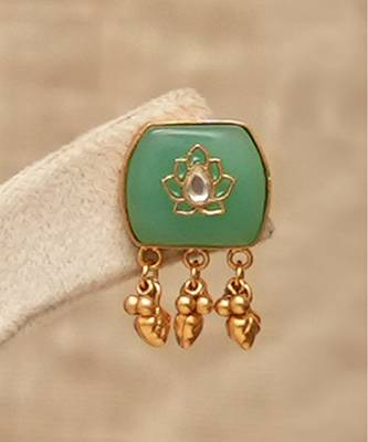 Gold plated mint green stones kundan necklace set 5