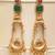 Gold plated green stones kundan earrings