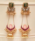 Gold plated multicolor stones kundan earrings