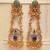 Gold plated blue green stones kundan earrings