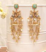Mint green stones multi-tiered chandelier earrings