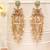 Mint green stones multi-tiered chandelier earrings