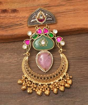 Multicolor stones chandbali earrings 2