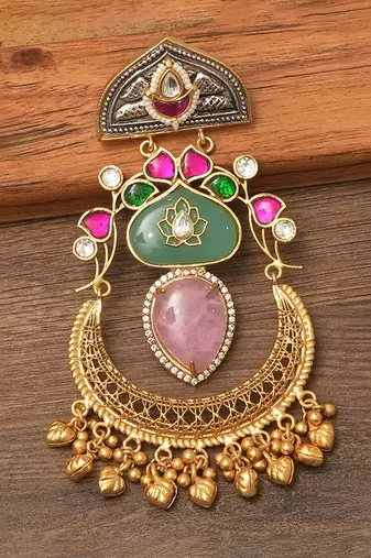 Multicolor stones chandbali earrings