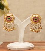 Pink stones floral statement stud earrings