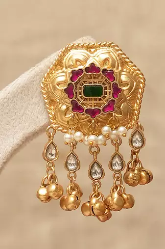 Pink stones floral statement stud earrings