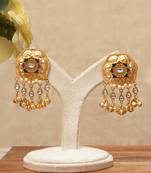 Green stones floral statement stud earrings