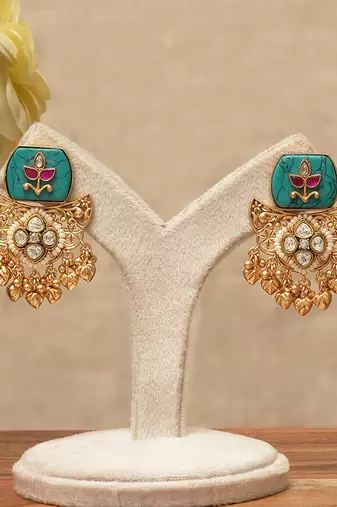 Turquoise blue stones statement earrings