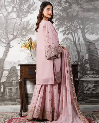 light-pink silk festive kurta set 2
