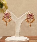 Baby pink stones meenakari earrings