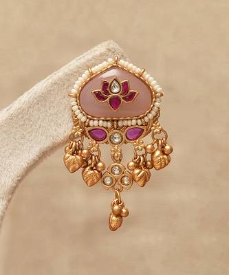 Baby pink stones meenakari earrings 2