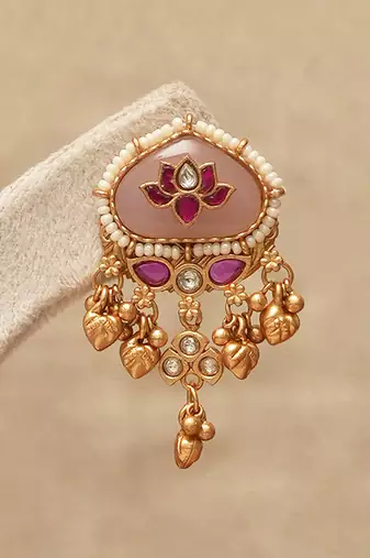 Baby pink stones meenakari earrings