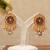 Gold plated ruby pink stones earrings