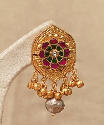 Gold plated ruby pink stones earrings 2
