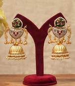 Green stones royal peacock jhumka earrings