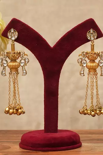 Gold plated multi tiered chandelier earrings