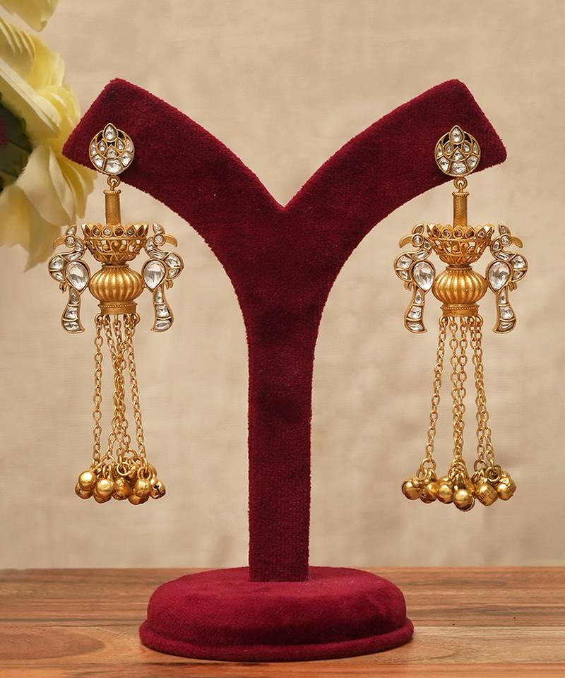 Gold plated multi tiered chandelier earrings