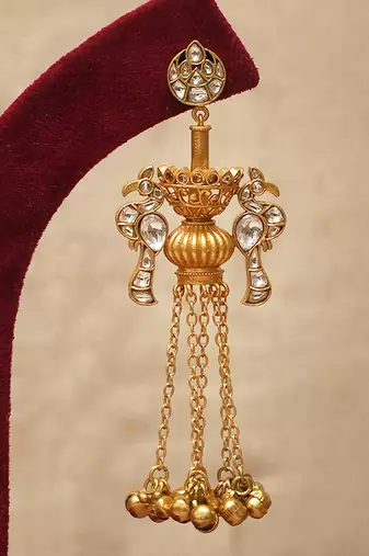 Gold plated multi tiered chandelier earrings