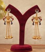Gold plated multicolor stones chandelier earrings