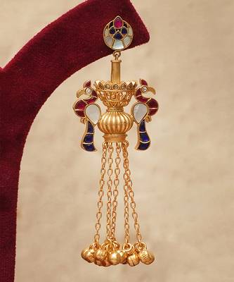 Gold plated multicolor stones chandelier earrings 2
