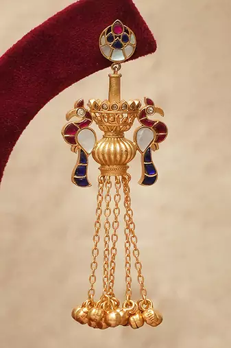 Gold plated multicolor stones chandelier earrings