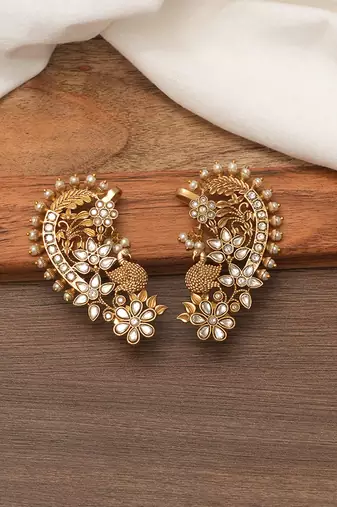 Gold plated beaded ear cuffs