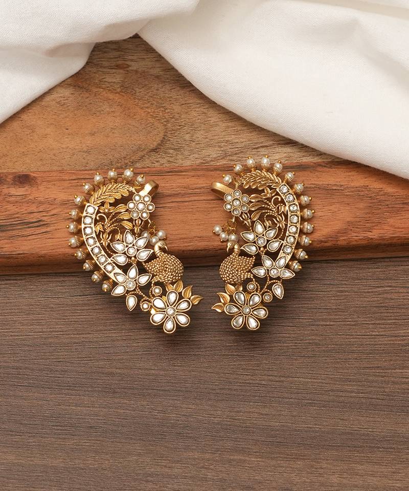 Gold plated beaded ear cuffs