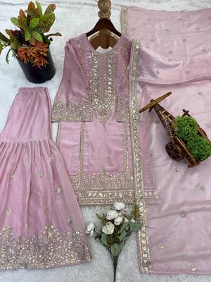light-pink silk festive kurta set 4