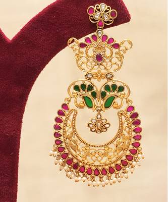 Multicolor stones chandbali earrings 2
