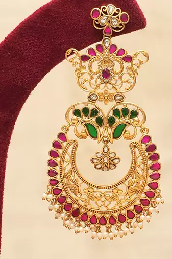 Multicolor stones chandbali earrings